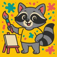 Картина за номерами Єнот-художник 20х20 см Brushme Картина за номерами Єнот-художник 20х20 см Brushme