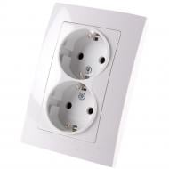 Розетка двойная с заземлением Makel Lillium Natural Kare без шторок белый 32001057