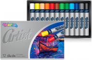 Пастель масляная круглая, premium серия Artist, в пластиковом контейнере 65702PTR 12 цветов