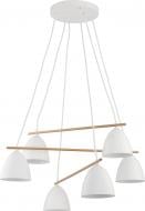 Люстра підвісна TK Lighting Aida 6x60 Вт E27 білий/дерево 2389