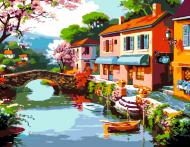 Картина за номерами Будиночки вздовж річки 35х45 см Rosa Start