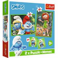 Пазлы Trefl The Smurfs Смурфикам весело 2 in1+memos 93656