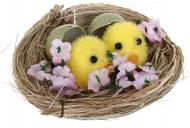 Декорация пасхальная цыплята на гнезде 10х4 см натуральный
