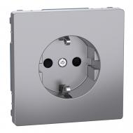 Розетка 1 с заземлением Schneider Electric Merten System Design IP20 нержавеющая сталь MTN2300-6036