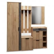 Прихожая с зеркалом Вісент Бекстрит-4 1800х400х2100 мм бетон / дуб крафт золотой