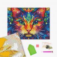 Алмазна мозаїка Кольоровий кіт 40x50 см Brushme