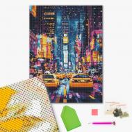 Алмазна мозаїка Таксі нічного Нью-Йорка 40x50 см Brushme