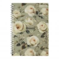 Зошит на пружині Buromax ARABESKI B5 клітинка 80 арк. світло-сірий BM.2586-20