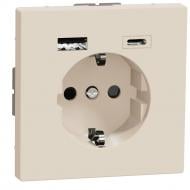 Розетка USB + USB 3 с заземлением Schneider Electric Merten System Design IP20 сахара MTN2367-6033