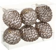 Набір ялинкових іграшок Шишка шампань 7 см 6 шт./уп. Набір ялинкових іграшок Шишка шампань 7 см 6 шт./уп.