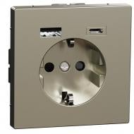 Розетка USB + USB 3 с заземлением Schneider Electric Merten System Design IP20 никель MTN2367-6050