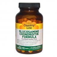 Глюкозамін та Хондроїтин, Glucosamine/Chondroitin Formula, Country Life, 90 капсул