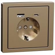 Розетка USB + USB 3 с заземлением Schneider Electric Merten System Design IP20 шампань MTN2367-6051