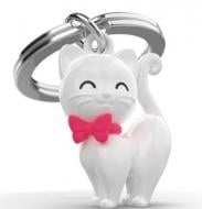 Брелок для ключей Metalmorphose White cat with silicone bowtie