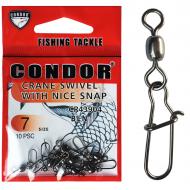 Застежка с вертлюгом Condor 25 кг подшипниковый карабин 5.0 size/ 10 шт