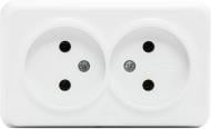 Розетка двойная без заземления Gunsan Misya без шторок белый MS 05 11 149