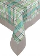 Скатертина з однотонним сірим кантом Шато клітинка 140x180 см зелений La Nuit