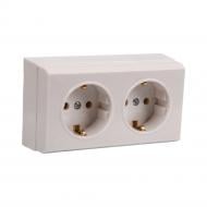 Розетка двойная двойная с заземлением IP20 белый 350207
