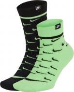 Носки Nike U SNKR SOX CREW CK5607-902 р.L черный/зеленый 2 шт.