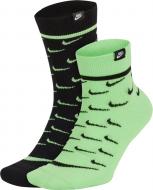 Носки Nike U SNKR SOX CREW CK5607-902 р.M черный/зеленый 2 шт.