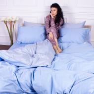 Комплект постельного белья Сатин 0843+0842 George 175х210 см голубой/серо-голубой MirSon