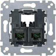 Механизм розетки компьютерная двойная 2 без заземления Schneider Electric Merten PC 2*RJ45 UTP 5e UTP IP20 черный MTN4575-0002