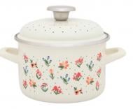 Кастрюля с крышкой Metrot Цветы 22 см 5 л 3531 бежевый с рисунком