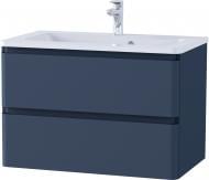 Тумба подвесная Aqua Rodos Акцент синий мат с умывальником Альфа 80