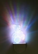 Ночник Aukes Мишка 3D LED RGB 0.5 Вт белый