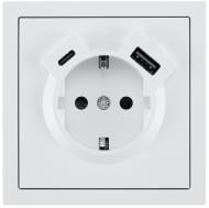 Механізм розетки побутова + USB + Type C із заземленням HausMark Juna IP20 білий матовий 7041-0988-181TC
