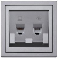 Механизм розетки компьютерная + телефонная HausMark Juna IP20 серый 7041-3588-143