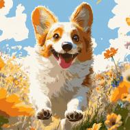 Картина по номерам Strateg Корги в осени 30х30 см ES-0908 Картина по номерам Strateg Корги в осени 30х30 см ES-0908