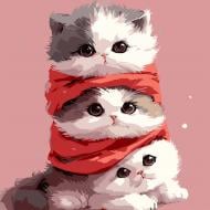 Картина по номерам Strateg Котята в шарфике 30х30 см ES-0909 Картина по номерам Strateg Котята в шарфике 30х30 см ES-0909