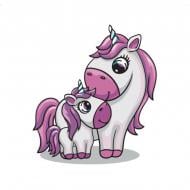 Раскраска по номерам Strateg Мама с единорожкой 30х30 см ES033