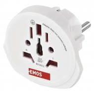 Адаптер-переходник Emos Тип B (американская 3-pin) - Тип F (евро) с заземлением 1 гн. белый P0055E