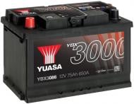 Аккумулятор автомобильный Yuasa 650Ah 75A 12V «+» слева (YBX3086)