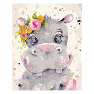 Раскраска по номерам Strateg Акварельный бегемот 30х40 см SV-0030