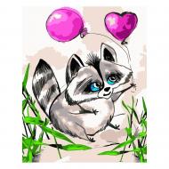 Розмальовка за номерами Strateg Єнотик з кульками 30х40 см SV-0032 Розмальовка за номерами Strateg Єнотик з кульками 30х40 см SV-0032