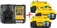 Акумуляторна батарея і зарядний пристрій DeWalt 18,0V 5Ah + 3 батареї DCB184B DCB1104P3