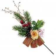 Веточка декоративная украшенная со снегом 30 см