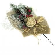 Веточка декоративная роскошь зеленая с декором 50 см