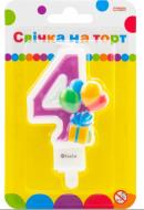 Свеча Цифра двухсторонняя "4" с изображением надувных шариков 7,62 см Maxi