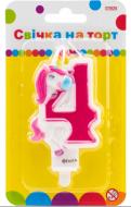 Свеча Цифра двухсторонняя "4" с изображением единорога 7,62 см Maxi
