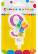 Свеча Цифра двухсторонняя "9" с изображением надувных шариков 7,62 см Maxi