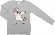 Реглан для дівчинки Luna Kids Dabbing Unicorn р.152 сірий меланж