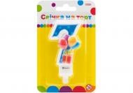 Свеча Цифра двухсторонняя "7" с изображением надувных шариков 7,62 см Maxi