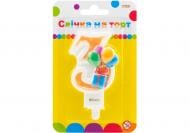 Свеча Цифра двухсторонняя "3" с изображением надувных шариков 7,62 см Maxi