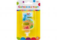 Свеча Цифра двухсторонняя "5" с изображением динозавров 7,62 см Maxi