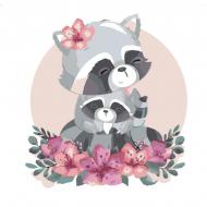 Раскраска по номерам Strateg Портрет енотиков 30х30 см ES018