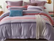 Комплект постельного белья Coral Stripes 193 TC семейный бело-красный La Nuit